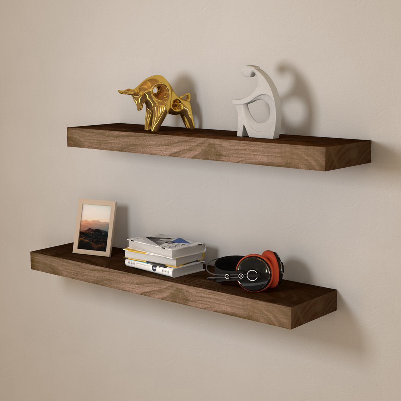 Millwood Pines Dodgen 2 Piece Solid Wood Floating Shelf & Reviews Wayfair